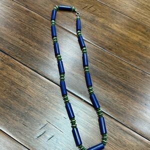 Blue and Green Beaded preppy layering Necklace